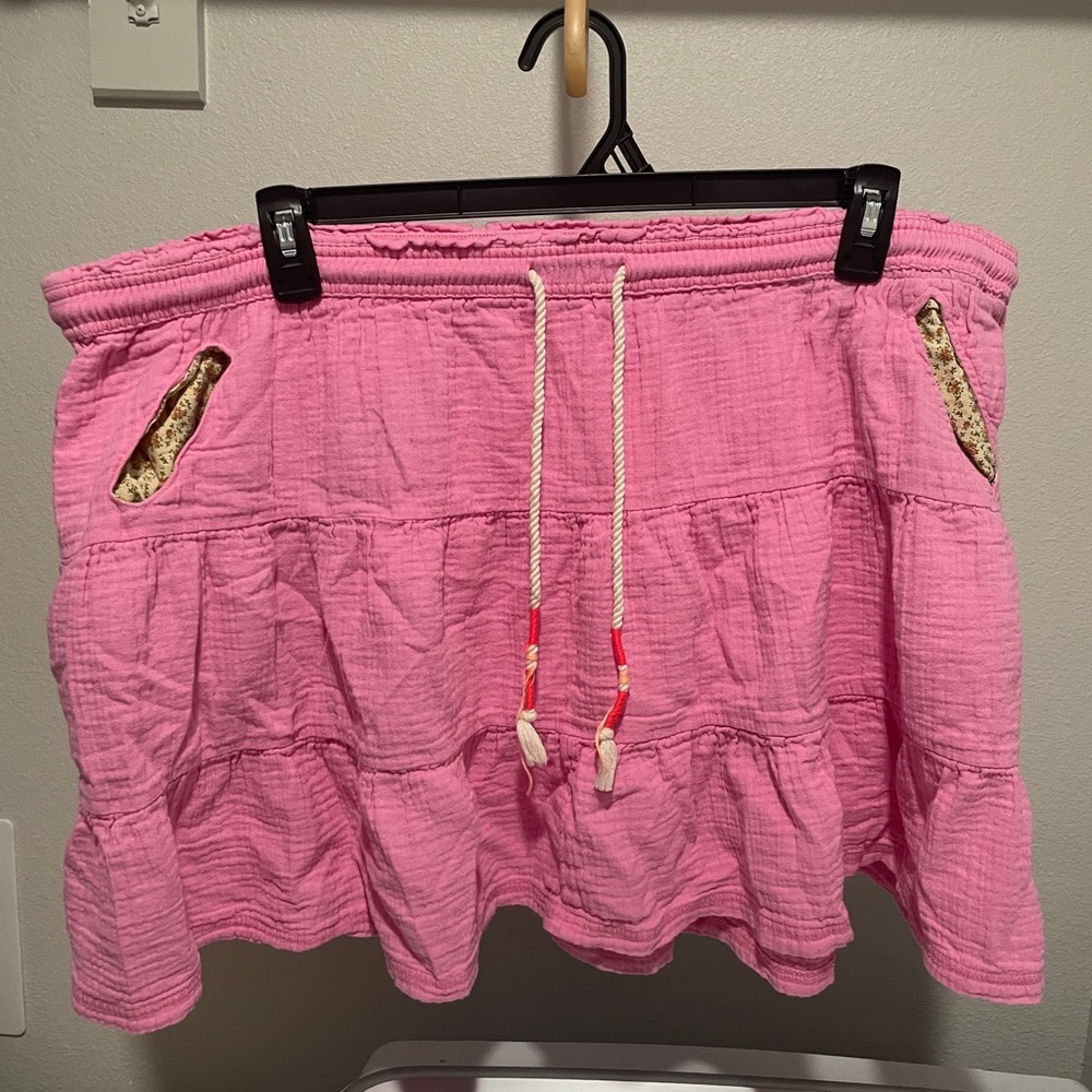 SO Pink Mini Skirt with Pockets and Drawstring